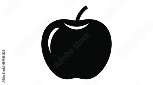 A simple black apple illustration with a stem a striking silhouette