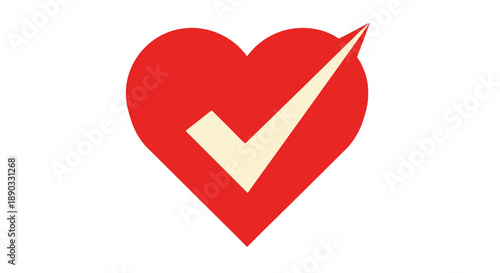 Red Heart with Checkmark Symbolizing Approval and Love.