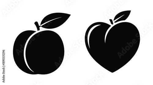 Two apples one heart shaped presented as a bold silhouette