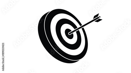 A black dartboard with an arrow hitting the bullseye silhouette
