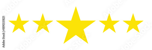 Five Bright Yellow Stars Rated as Five Stars Excellence Symbol on a Solid Black Background for Success Quality Ranking and Review Concept.