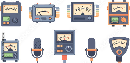 handheld gauges and microphones in studio