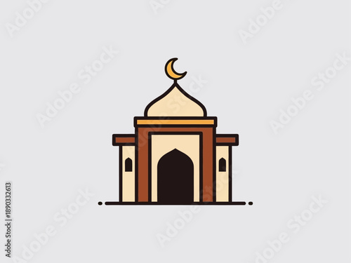 Mosque Entrance with Crescent Moon Symbol.