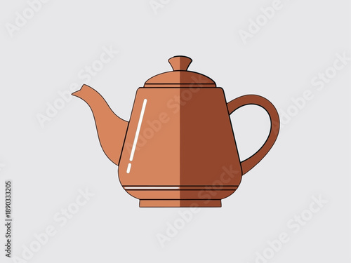 Brown Teapot with Spout and Handle.
