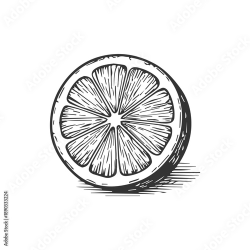 Citrus fruit slice vintage engraving style illustration