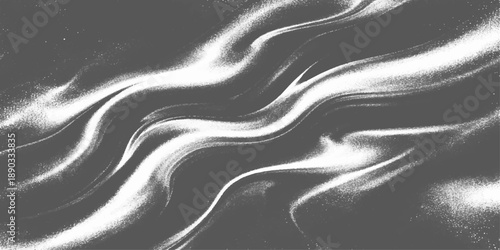 Seamless black and white abstract background with a soft silk texture featuring gold wave patterns and smooth liquid curves on a satin fabric design