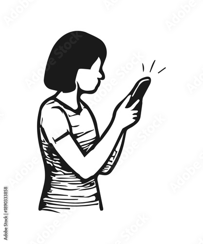 Woman using smartphone for communication and networking