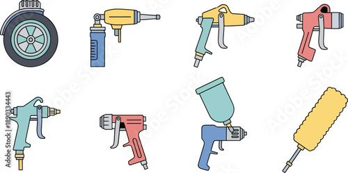 tools and spray gun icons