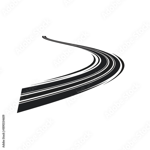 Dynamic curved path illustration with speed lines creating a sense of rapid forward motion