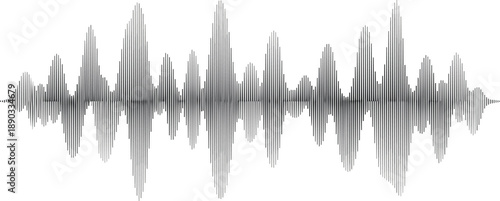 Black and white sound wave and audio waveform on white background music voice