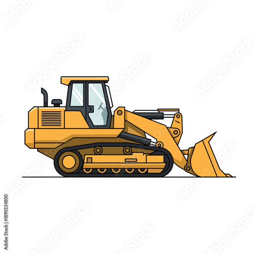 Illustration of a robust yellow tracked front loader for heavy construction work