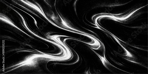 Smooth black and white silk fabric with flowing satin waves creates a liquid motion pattern and a soft texture backdrop for a luxury wallpaper design