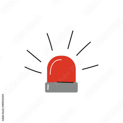  Siren sign on fire truck. Specialized audible alert to warn vehicles and pedestrians. Colorful siren sign.