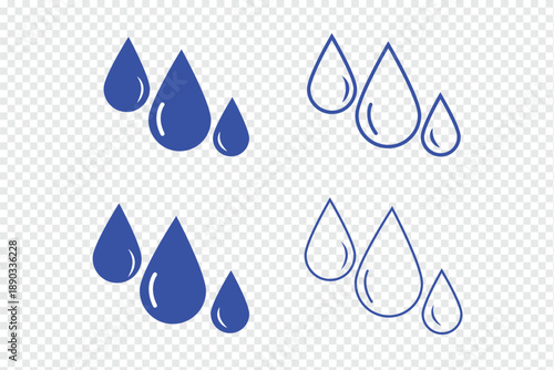 Tear drop icons in line stroke outline art and clip art