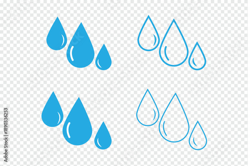 Tear drop icons in line stroke outline art and clip art