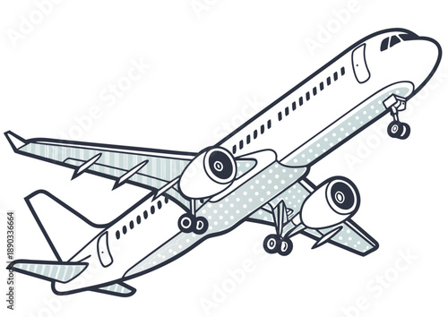Commercial Airplane Vector Illustration Side View