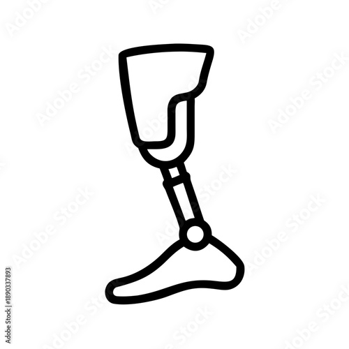 Prosthetic leg icon with modern design elements, simple vector linear icon   