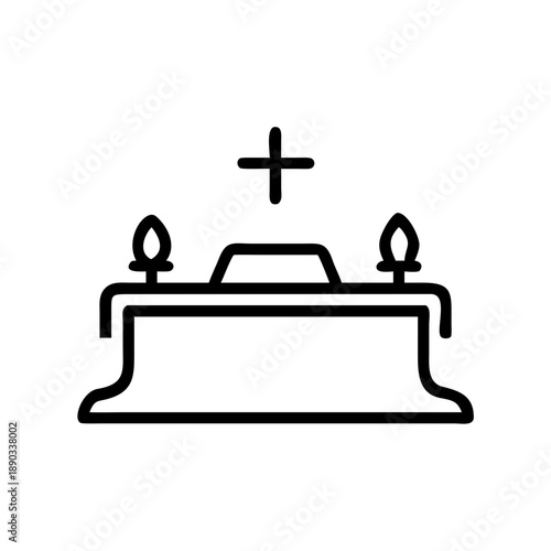 Simple black and white funeral altar icon with candles for memorial services