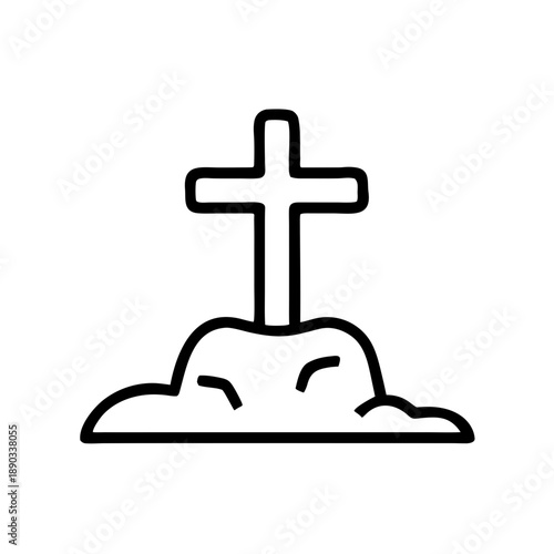 Simple black and white grave cross icon