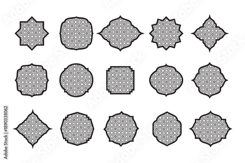 Islamic Geometric Pattern Frames Set Arabesque Vector Decoration