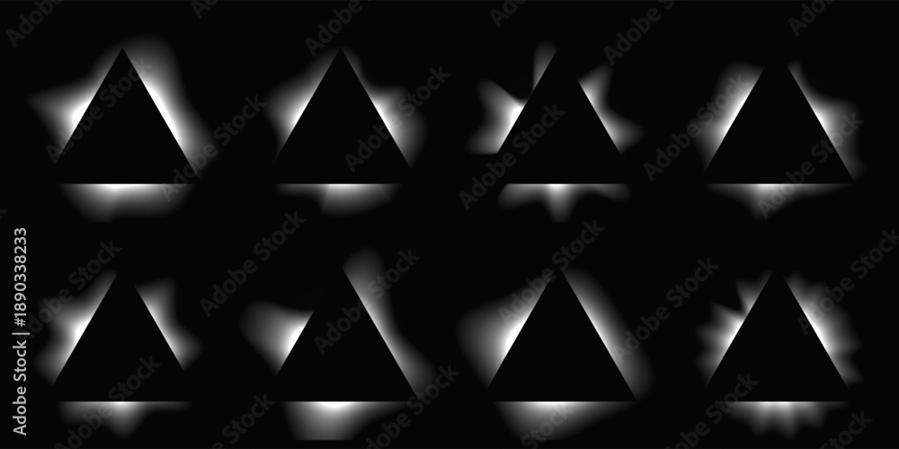 Fototapeta premium Set of triangle illuminate light frames