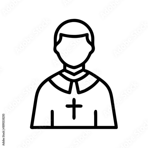 Simple black and white priest icon in vestments