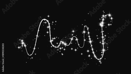 Silver glittering confetti wave and stardust