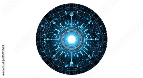 Advanced Neural Network Sphere - Glowing Digital Energy Ball with Intricate Cyber Circuitry Design