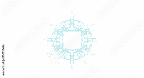 Circular Digital Technology Portal - Futuristic Light Effect with Symmetrical Circuit Lines for Tech Branding