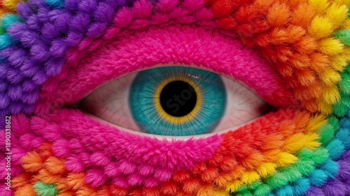 A full-frame, ultra-detailed macro close-up of a single surreal human eye centered in the image