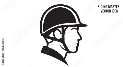 A rider wearing a helmet is depicted in a vector illustration from a side viewpoint