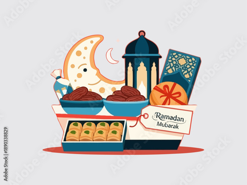 Ramadan Celebration with Dates and Lantern.