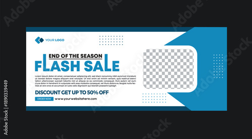End of the Season Flash Sale promotional banner template with discount