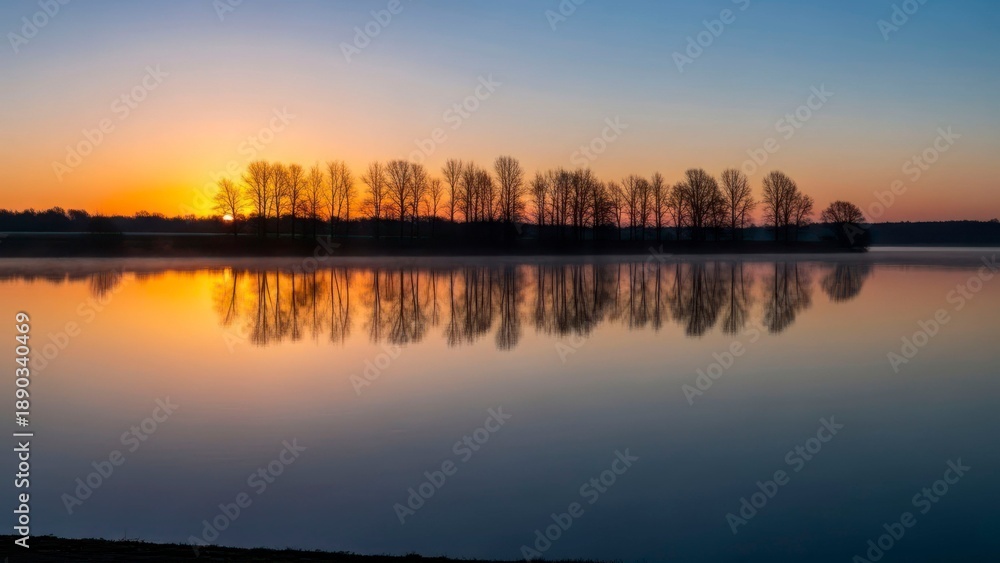 Fototapeta premium Sunset lake view
