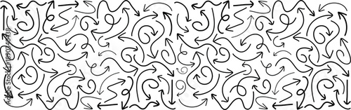 Doddle arrow set, collection of hand drawn arrows, Sketch curved arrows design. Pointer and cursor icons. vector set. 