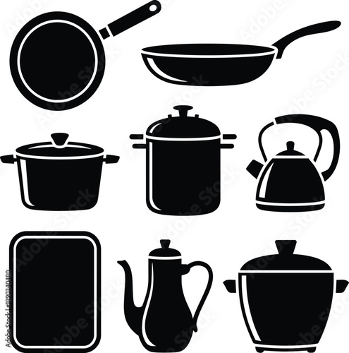 Black and White Cookware Set pots pans