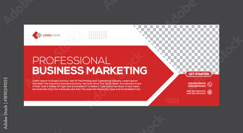 Professional Business Marketing Banner Design Template with Red and White Color Scheme