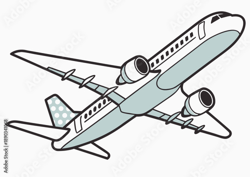 Commercial Airplane Vector Illustration Side View