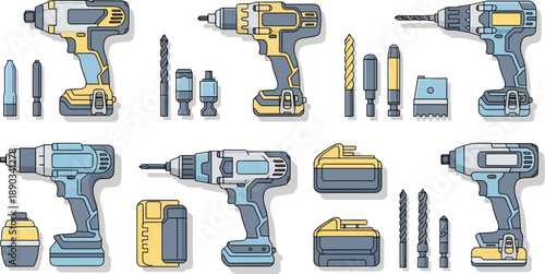 power drill set with accessories