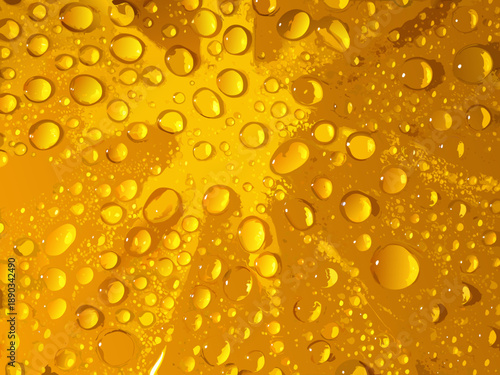 Close up of vibrant yellow petals covered in glistening water droplets