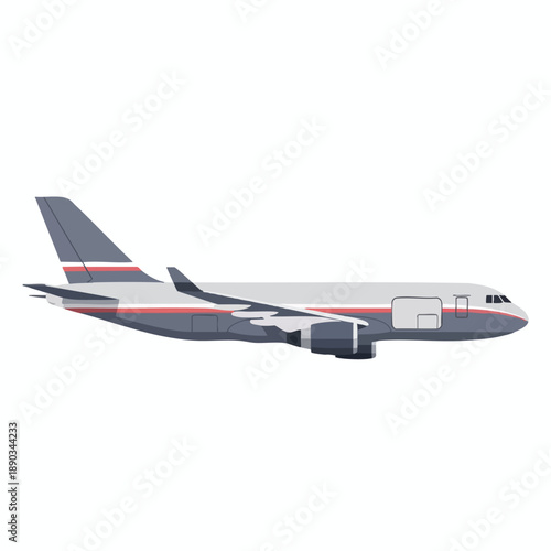 Gray Passenger Airplane on White Background