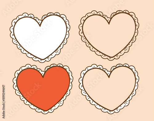 Valentines day Set Heart shaped pillow in vintage style