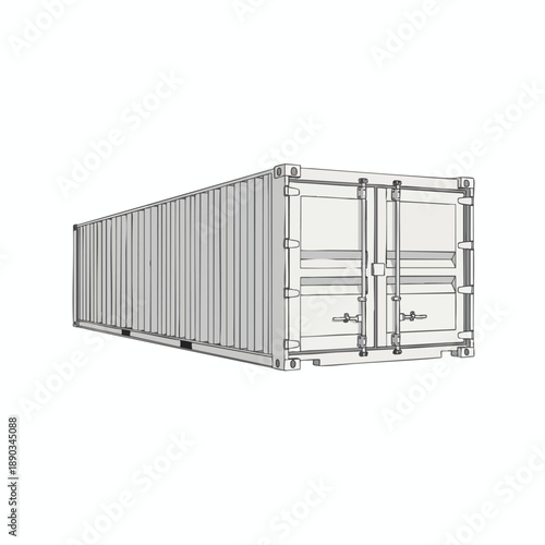 Illustration of a Metal Shipping Container