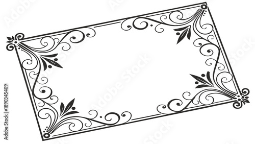 Vintage floral frame with ornate vector borders and retro flower ornaments for a Victorian style wedding invitation design
