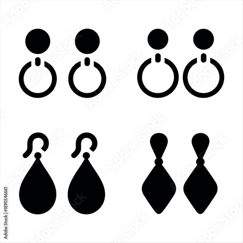 Collection of various earring styles isolated on a transparent background, Vector