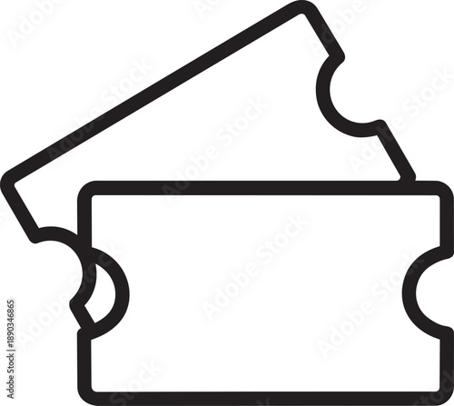 Pair of blank ticket icons outline design for admit two passes and couple entry