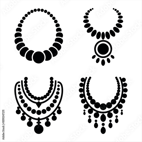Four unique necklace designs Vector