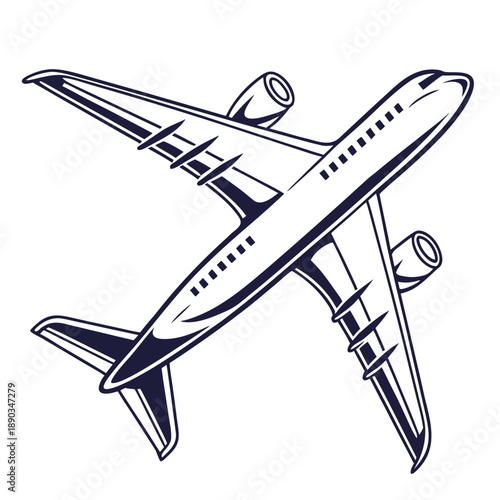 Illustrated commercial airplane