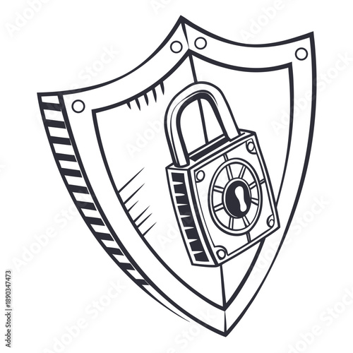 Shield with padlock