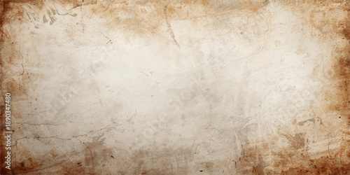 Aged vintage brown parchment with a dirty grunge texture and stained antique paper pattern creates a worn blank sepia background for a retro damaged page design